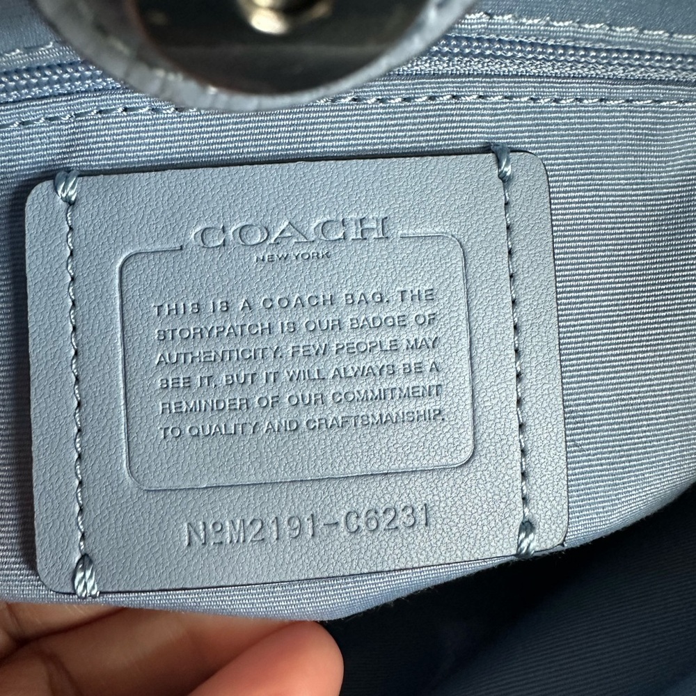 Sold- Coach Kristy Marble Blue Leather Large Shoulder Bag, New with Tag, #C6231 - Picture 4 of 12